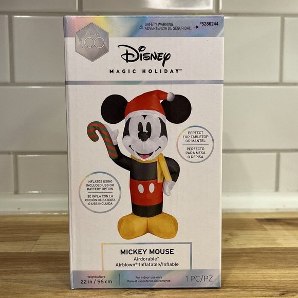 Disney Mickey Mouse Airdorable Airblown Inflatable Tabletop 22 Inch Christmas - Picture 1 of 5